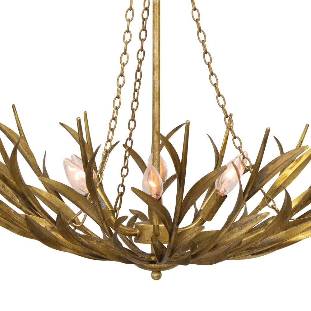 River Reed Basin French Antique Gold Leaf Steel Chandelier|
