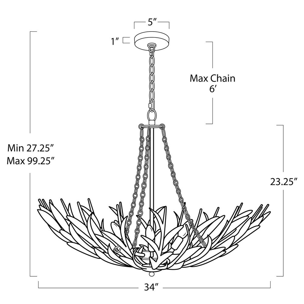 River Reed Basin French Antique Gold Leaf Steel Chandelier|