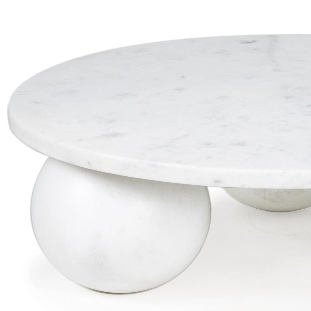 Marlow Modern Classic White Marble Round Decorative Tray - Small|