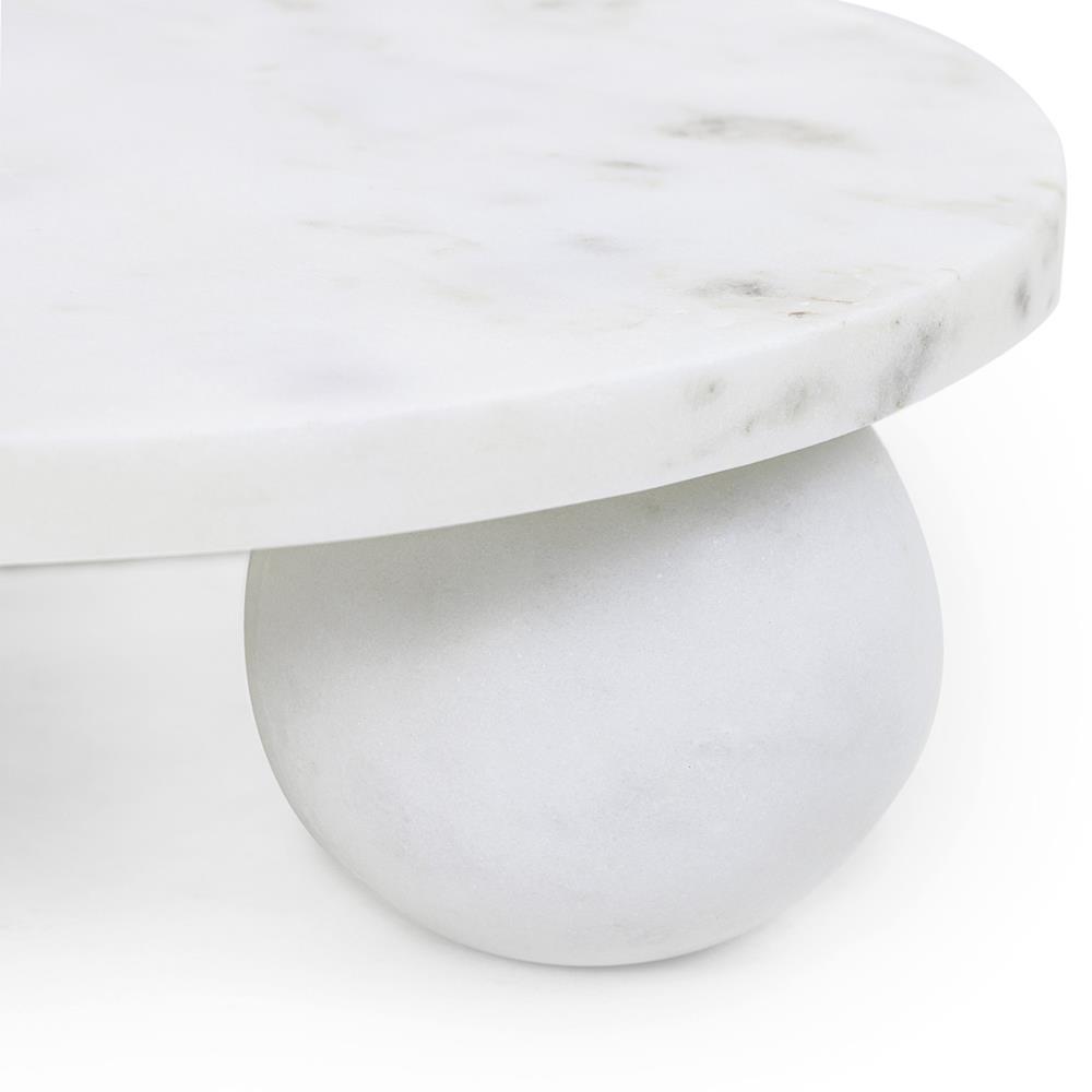 Marlow Modern Classic White Marble Round Decorative Tray - Small|