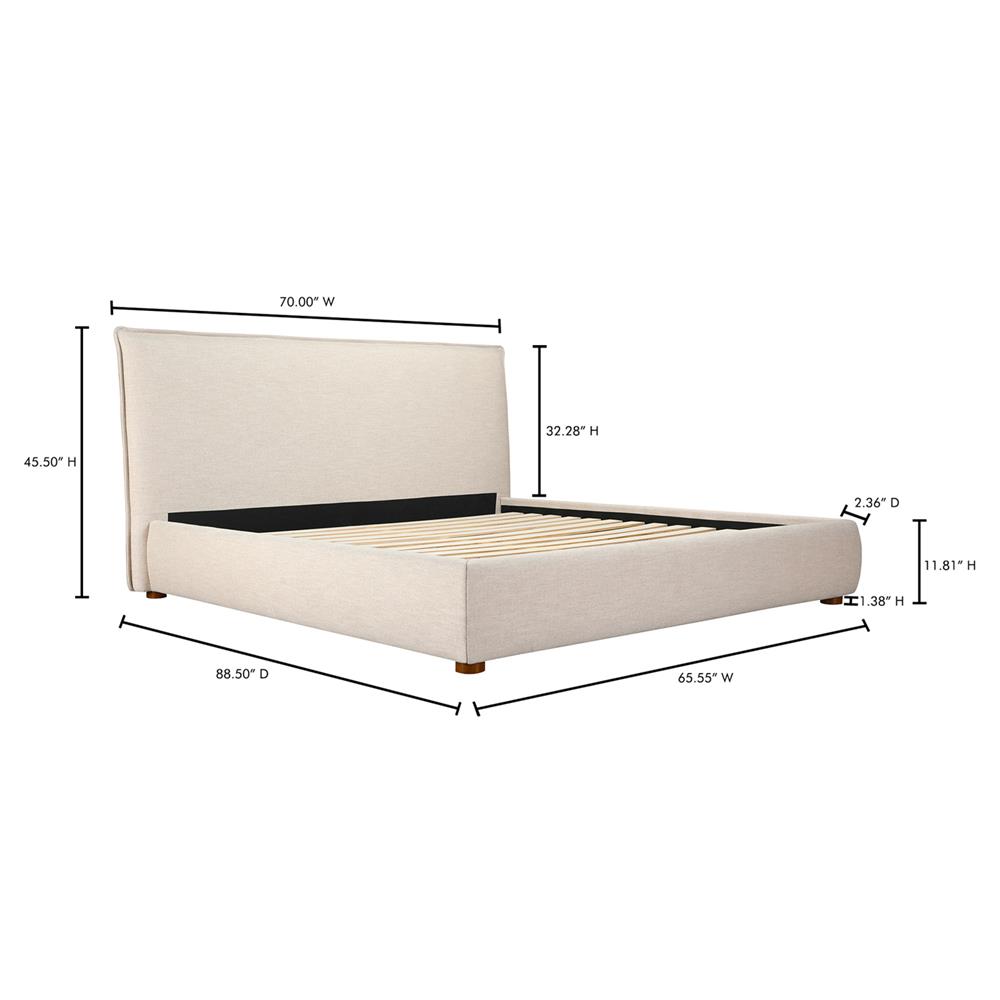 Holden Modern Classic Cream Upholstered Pine Wood Bed - Queen|