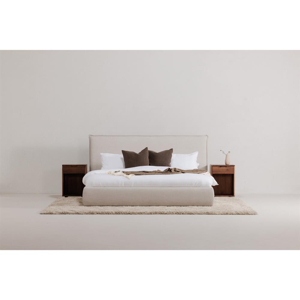 Holden Modern Classic Cream Upholstered Pine Wood Bed - Queen|