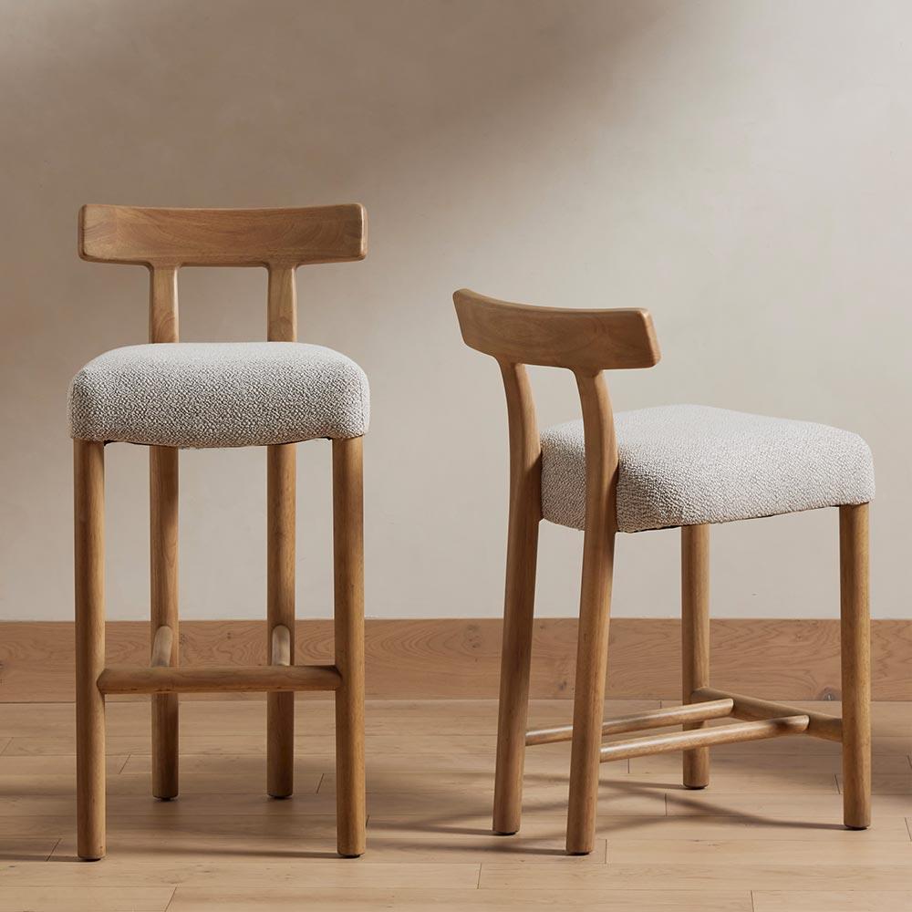 Bojana Rustic Lodge Off White Upholstered Performance Brown Wood