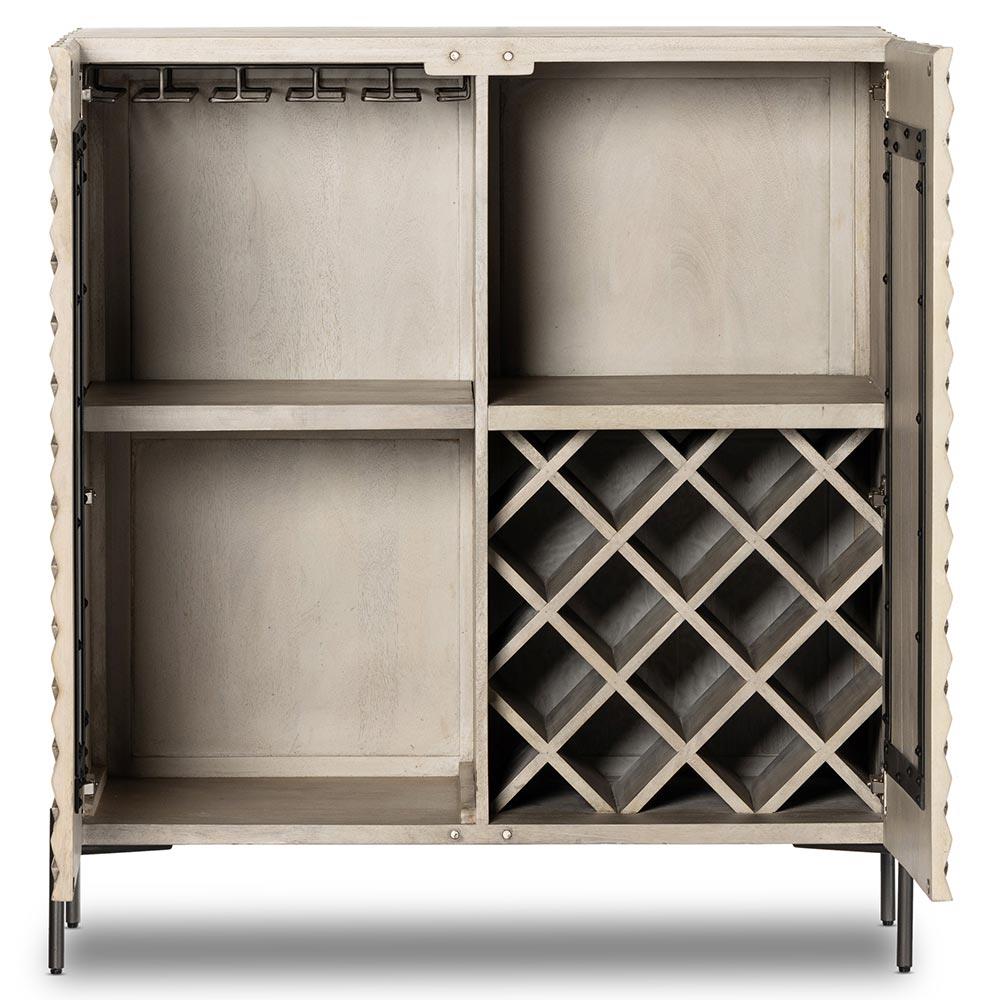 Harrison Global Bazaar Grey Mango Wood Iron Legs Bar Cabinet