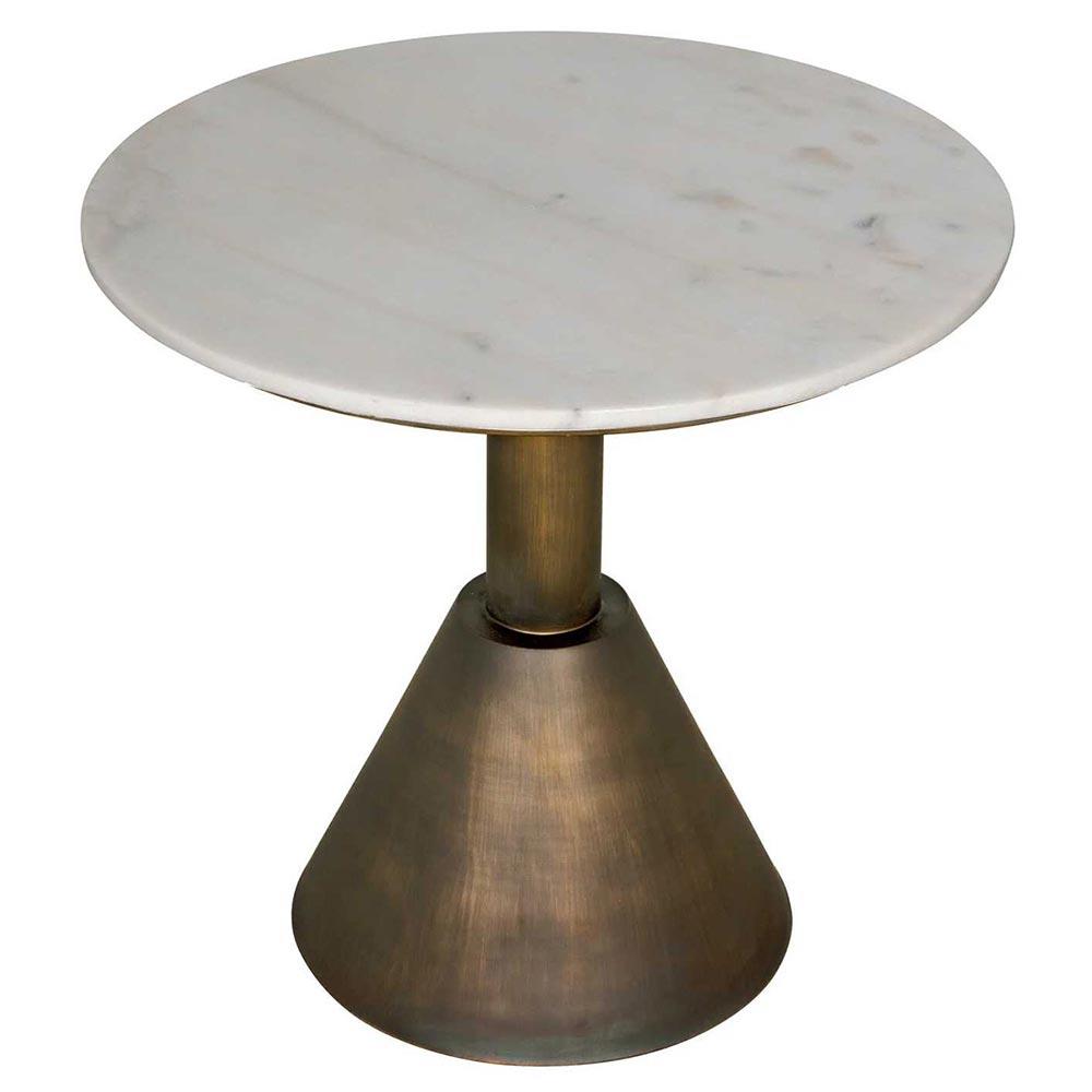 Noir Joseph Industrial Loft White Marble Top Aged Brass