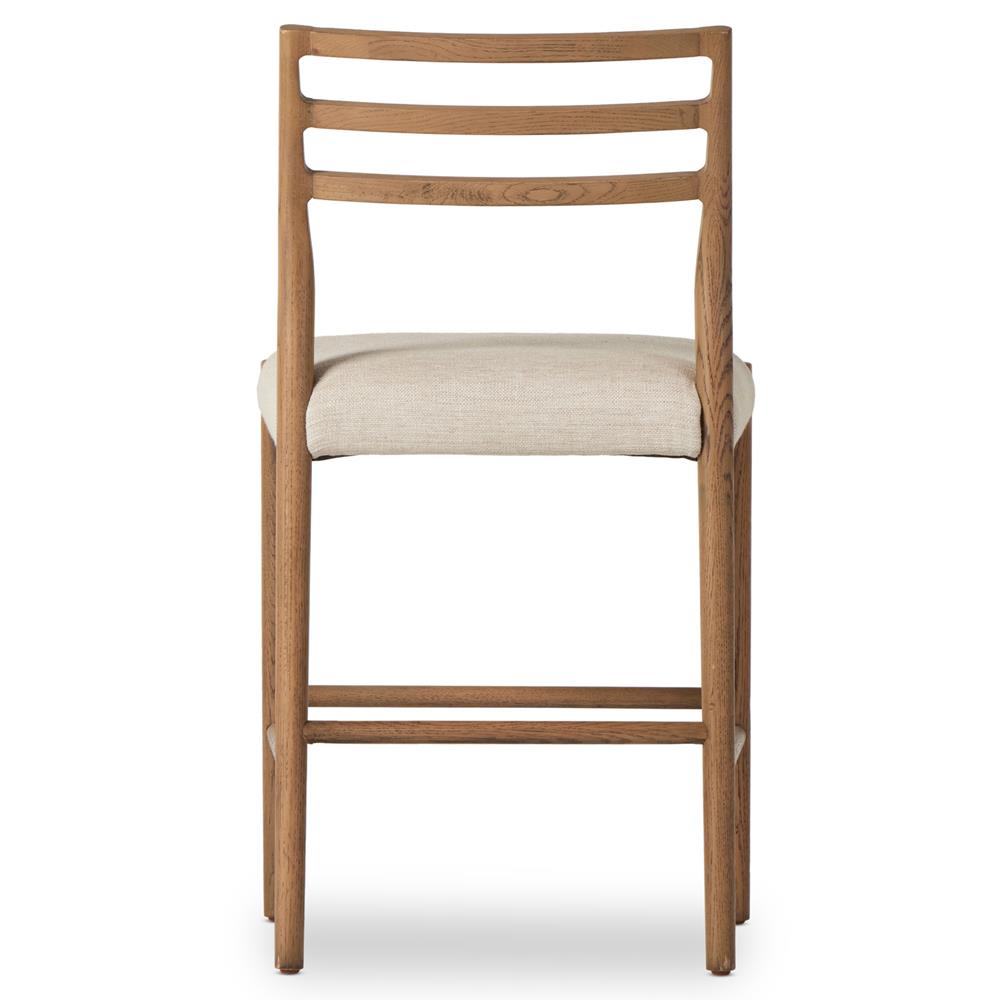 George Mid Century Modern Beige Upholstered Brown Solid Oak Counter Stool|