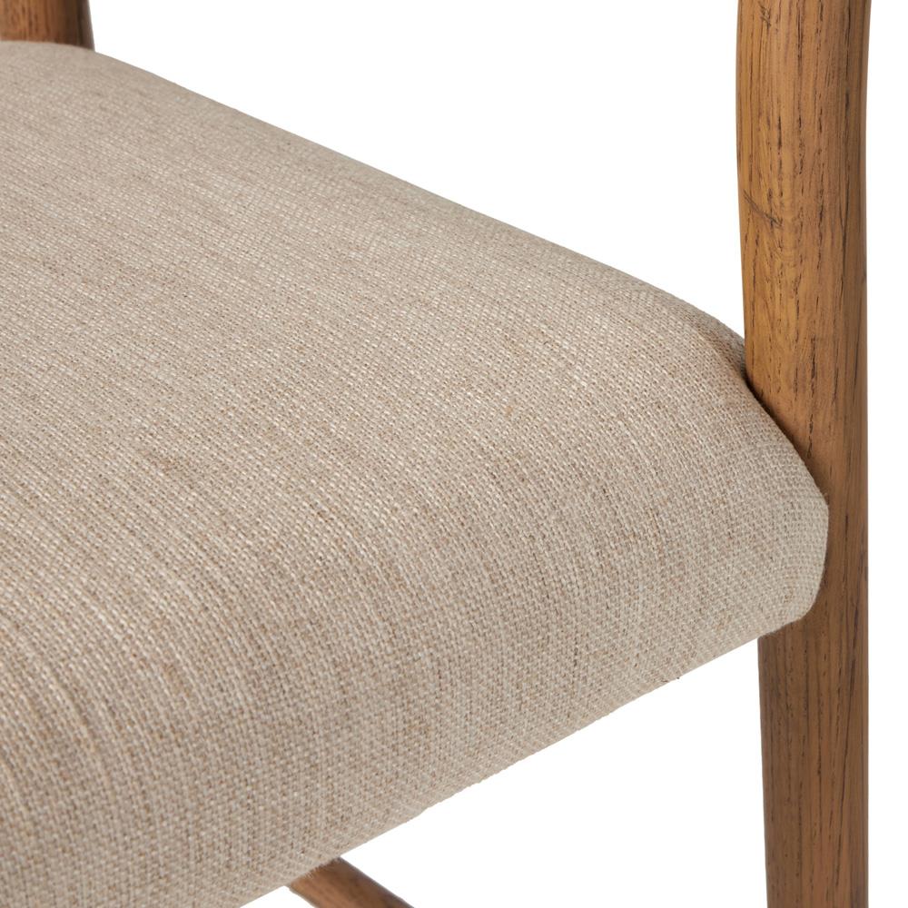 George Mid Century Modern Beige Upholstered Brown Solid Oak Counter Stool|