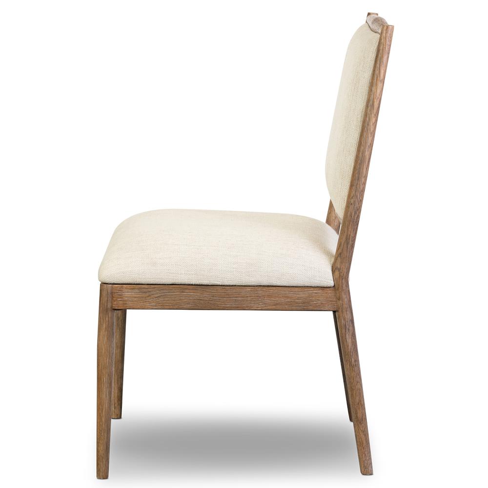 Genesis Modern Classic Beige Upholstered Brown Solid Oak Dining Side Chair|
