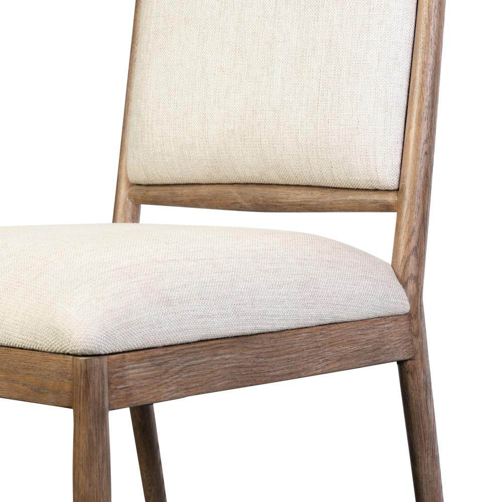 Genesis Modern Classic Beige Upholstered Brown Solid Oak Dining Side Chair|