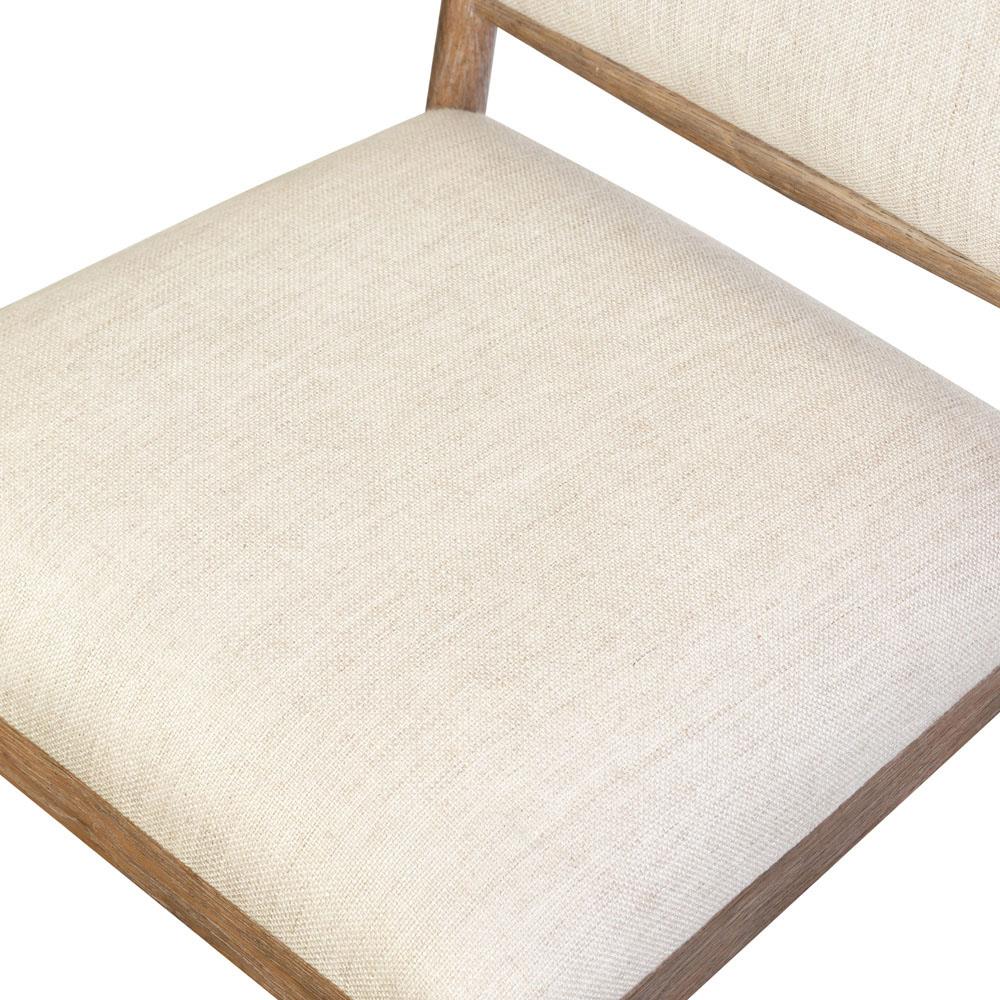 Genesis Modern Classic Beige Upholstered Brown Solid Oak Dining Side Chair|