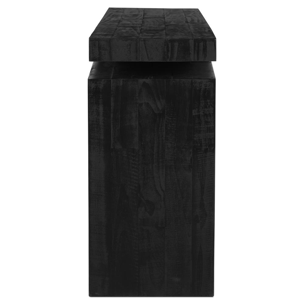 Rustic Black Rectangle Rayan Rustic Lodge Black Reclaimed Solid Pine Wood Rectangular Console ...