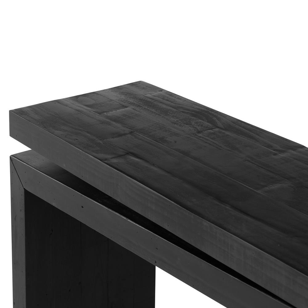 Rayan Rustic Lodge Black Reclaimed Solid Pine Wood Rectangular Console ...