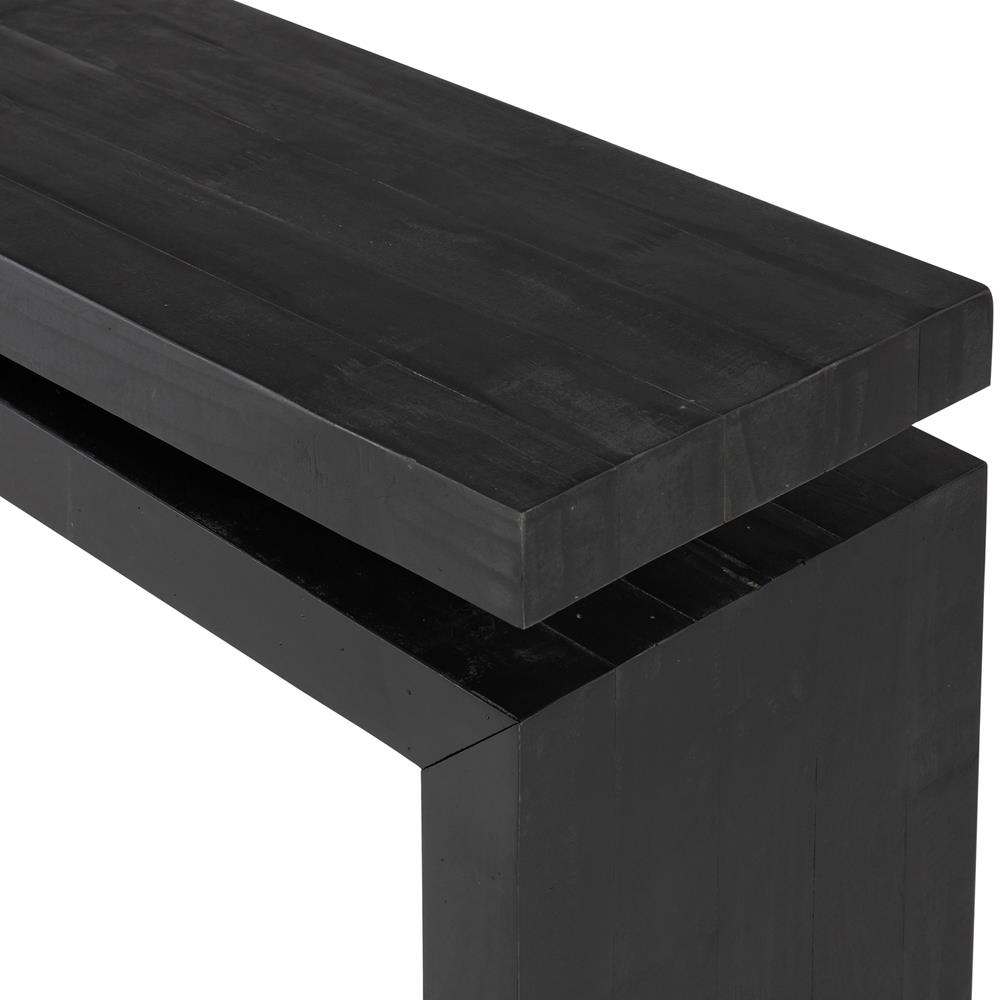 Rustic Black Rectangle Rayan Rustic Lodge Black Reclaimed Solid Pine Wood Rectangular Console ...