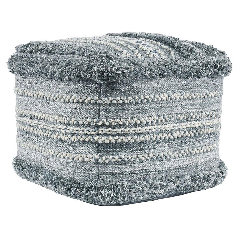 Aaron Coastal Beach Blue Textured Detail Performance Square Pouf|