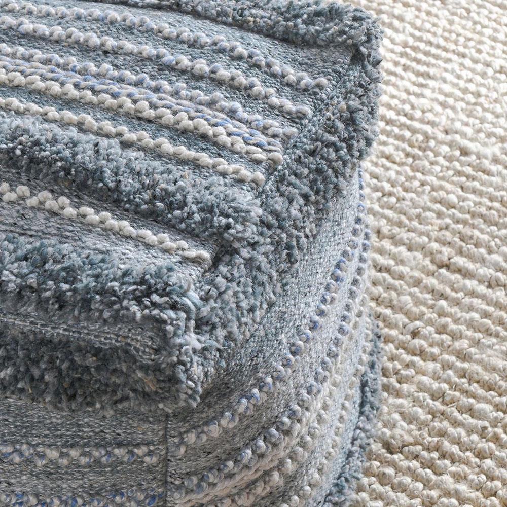 Aaron Coastal Beach Blue Textured Detail Performance Square Pouf|