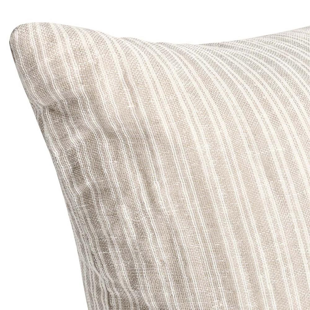 Fiona Modern Classic Light Brown Cotton Stripe Decorative Lumbar Pillow - 16x36|