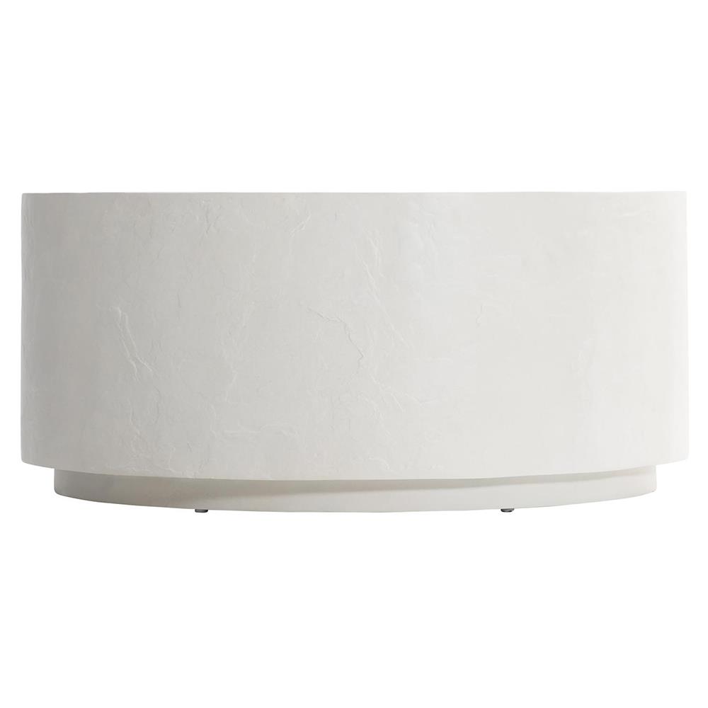 Torin Coastal Beach White Concrete Drum Outdoor Coffee Table|