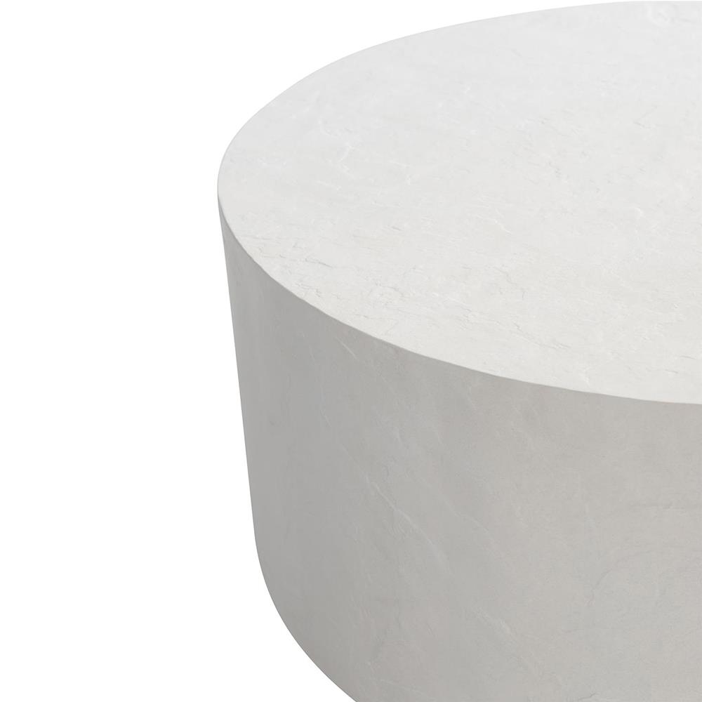 Torin Coastal Beach White Concrete Drum Outdoor Coffee Table|