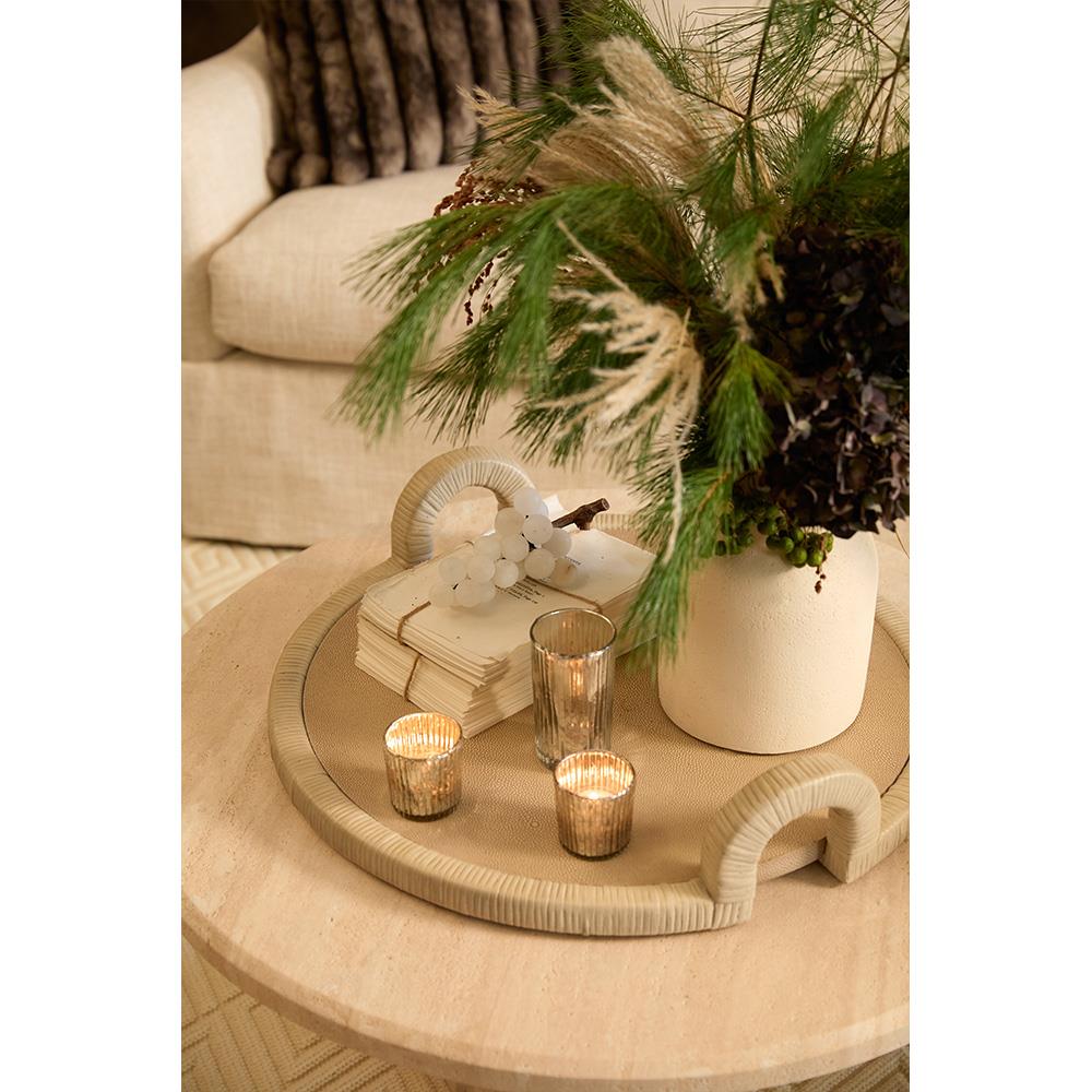 Amerigo Mid Century Modern Cream Marble Coffee Table - Set of 2|