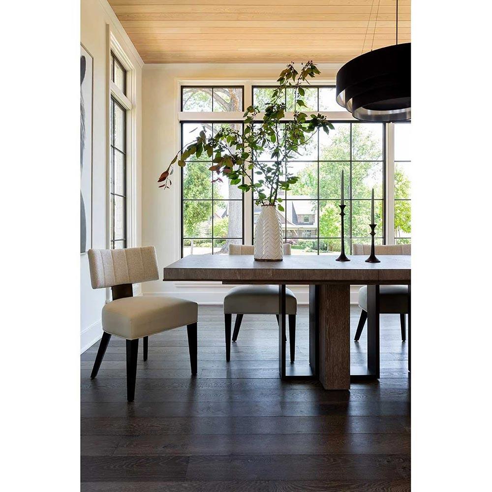 NY@BRICK カリモク Modern FurnitureModel 400％ Ezra Mid Century Off White Upholstered Dark Brown Wood Brass