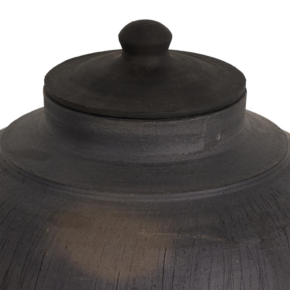 Claire Mid Century Modern Black Clay Decorative Bud Table Vase|