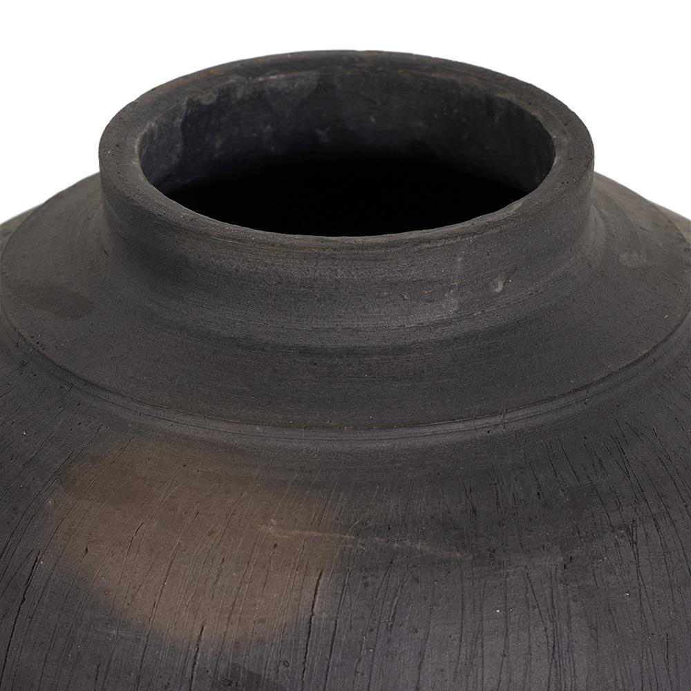 Claire Mid Century Modern Black Clay Decorative Bud Table Vase|