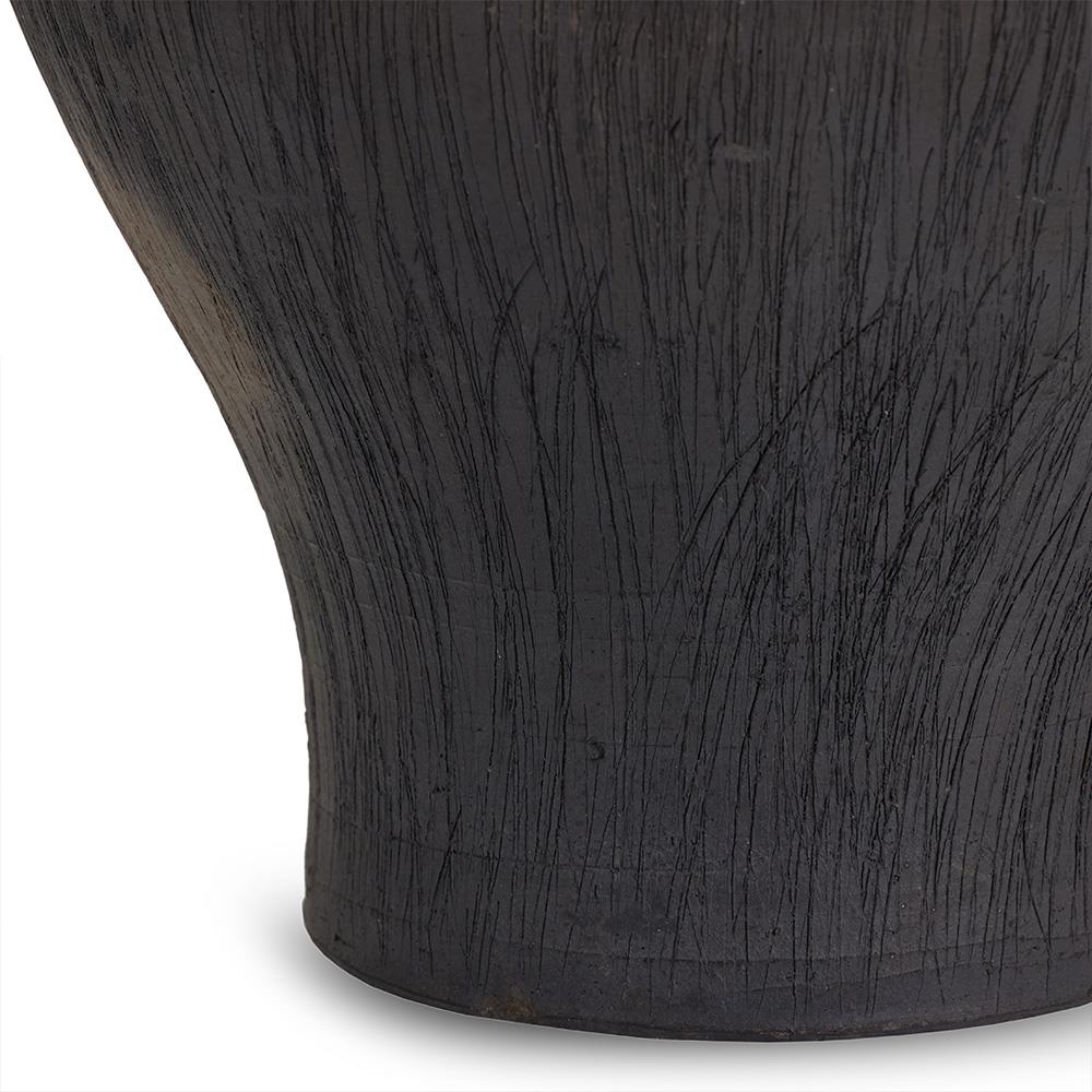 Claire Mid Century Modern Black Clay Decorative Bud Table Vase|