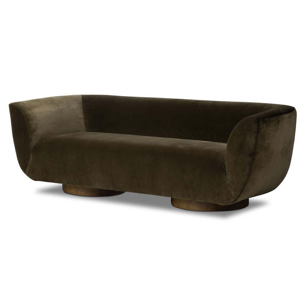 Sabina Modern Classic Olive Green Upholstered Wood Base Tight Back