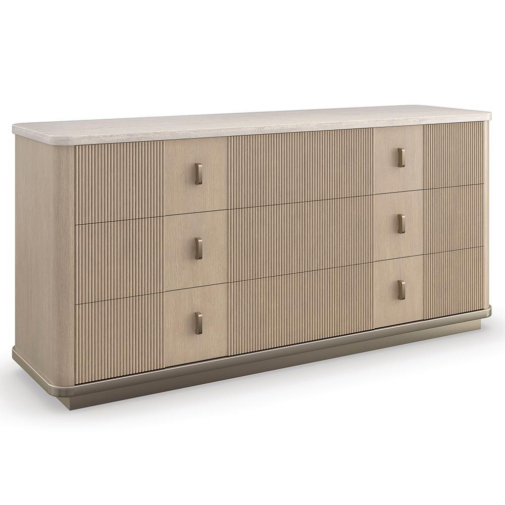 Adalyn Modern Classic Travertine Beige Wood Double Dresser|