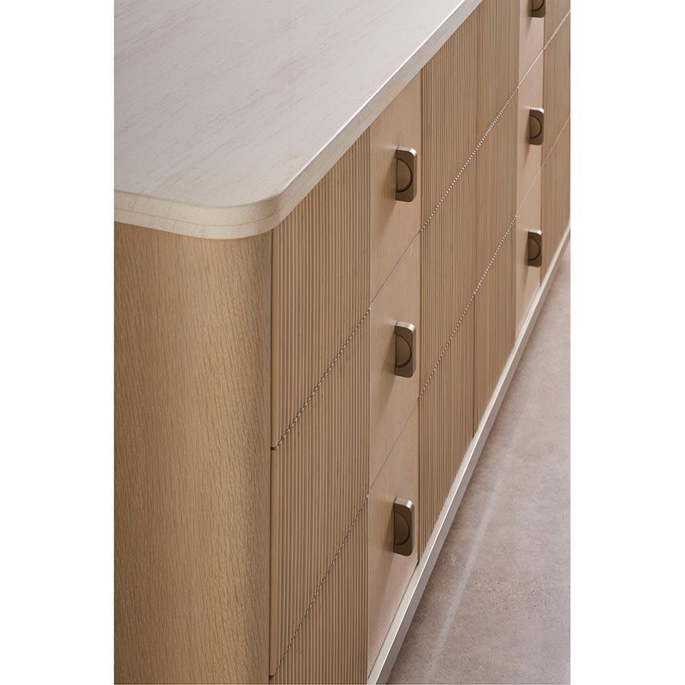 Adalyn Modern Classic Travertine Beige Wood Double Dresser|