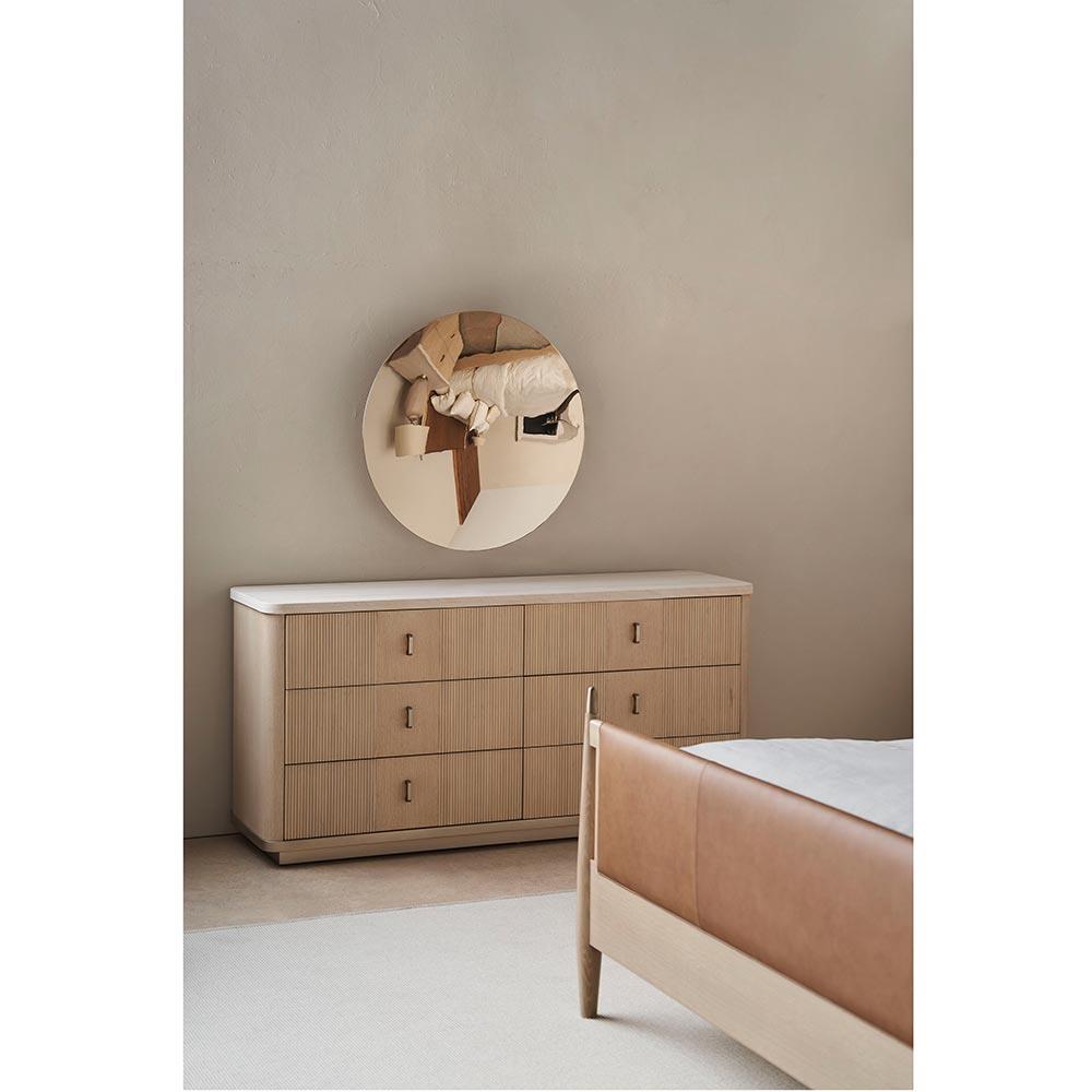 Adalyn Modern Classic Travertine Beige Wood Double Dresser|