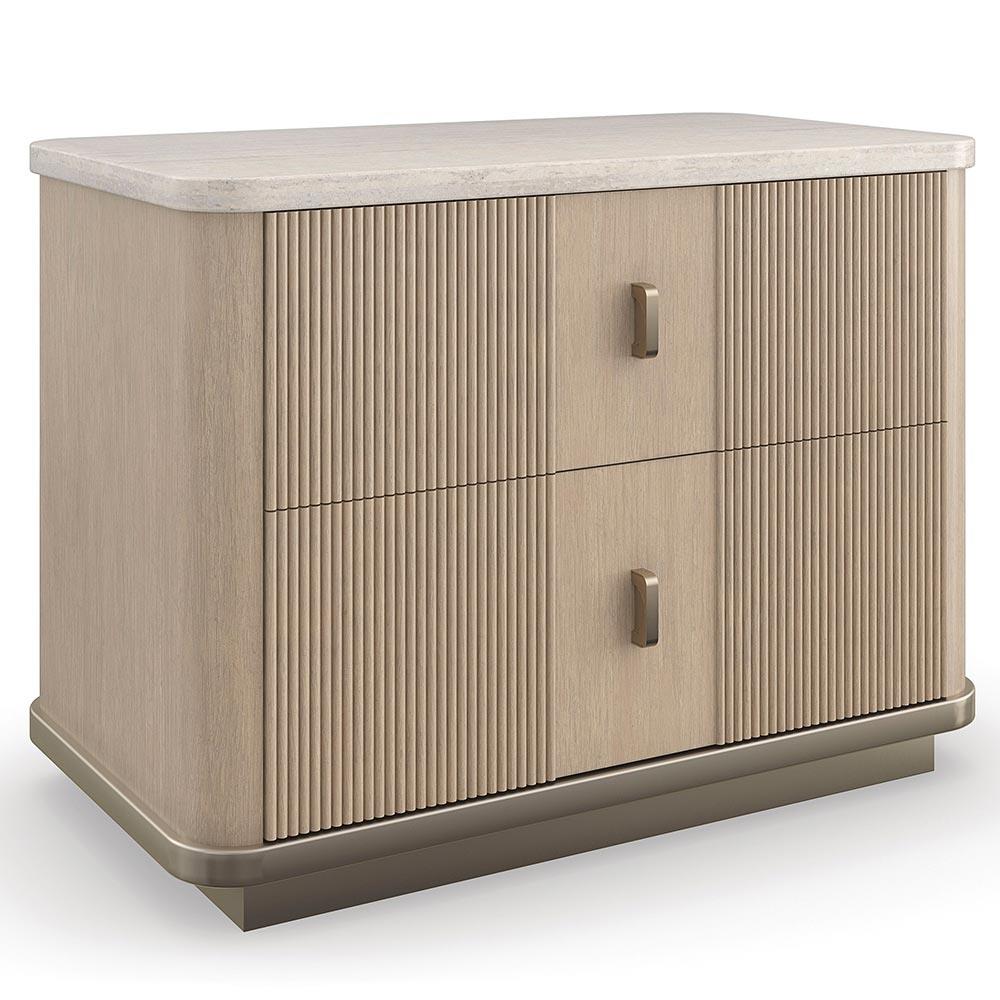 Adalyn Modern Classic Travertine Beige Oak Nightstand - 34"|