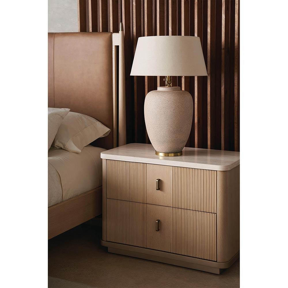 Adalyn Modern Classic Travertine Beige Oak Nightstand - 34"|