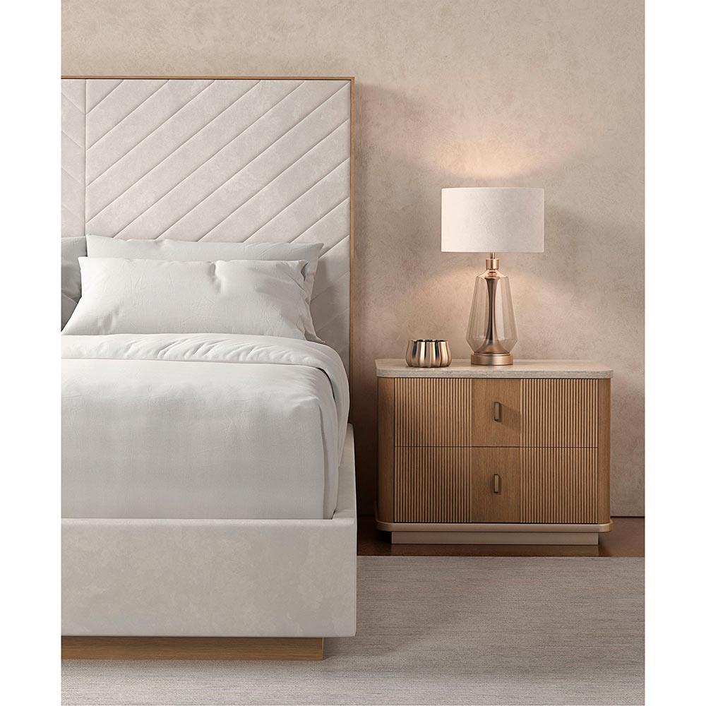 Adalyn Modern Classic Travertine Beige Oak Nightstand - 34"|