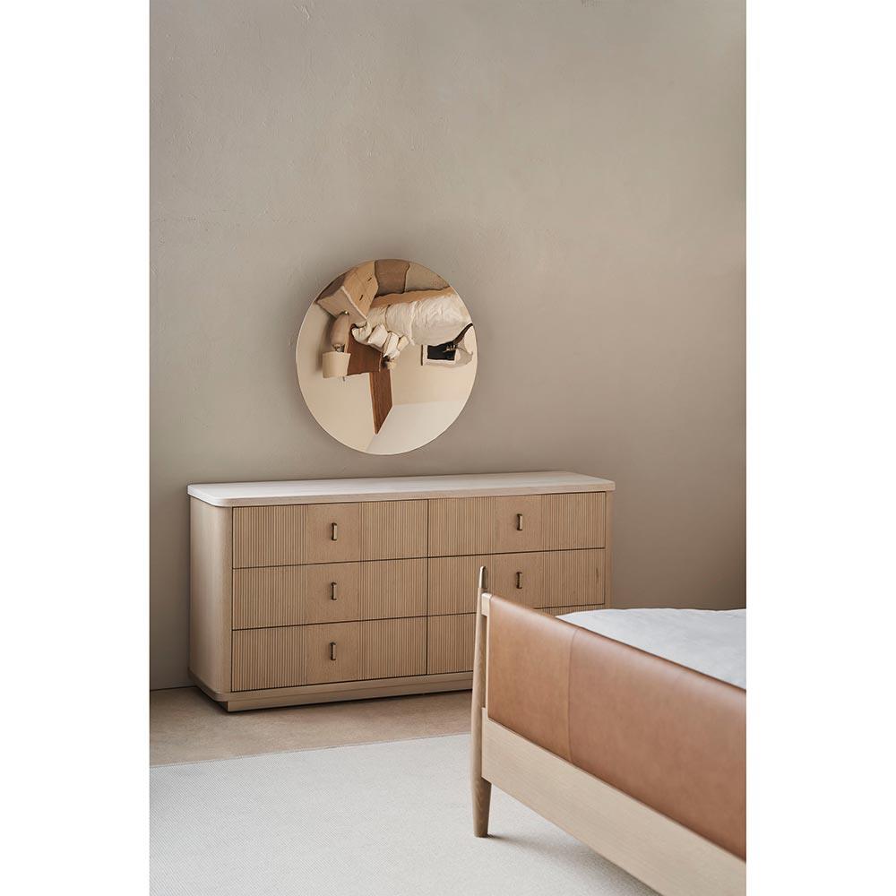 Adalyn Modern Classic Camel Upholstered Leather Beige Oak Bed - Queen|