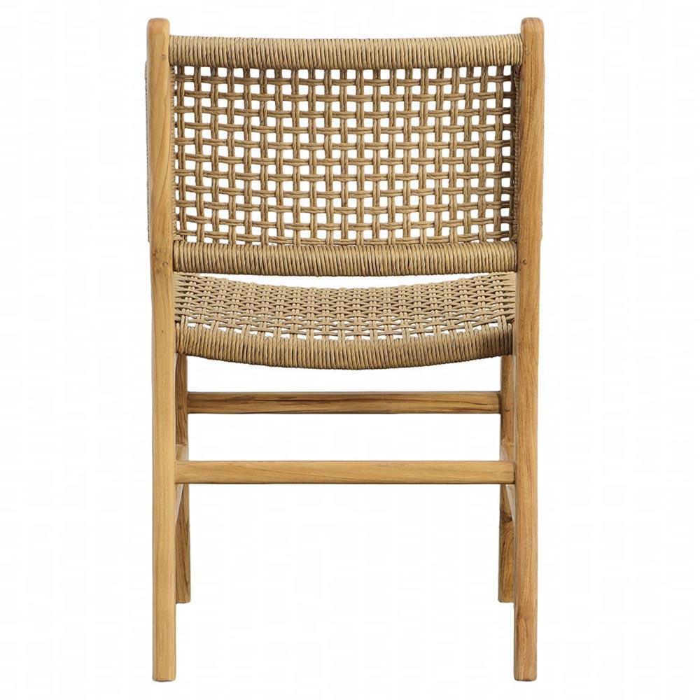Costa Coastal Beach Natural Teak Woven Wicker Outdoor Dining Side Chair|