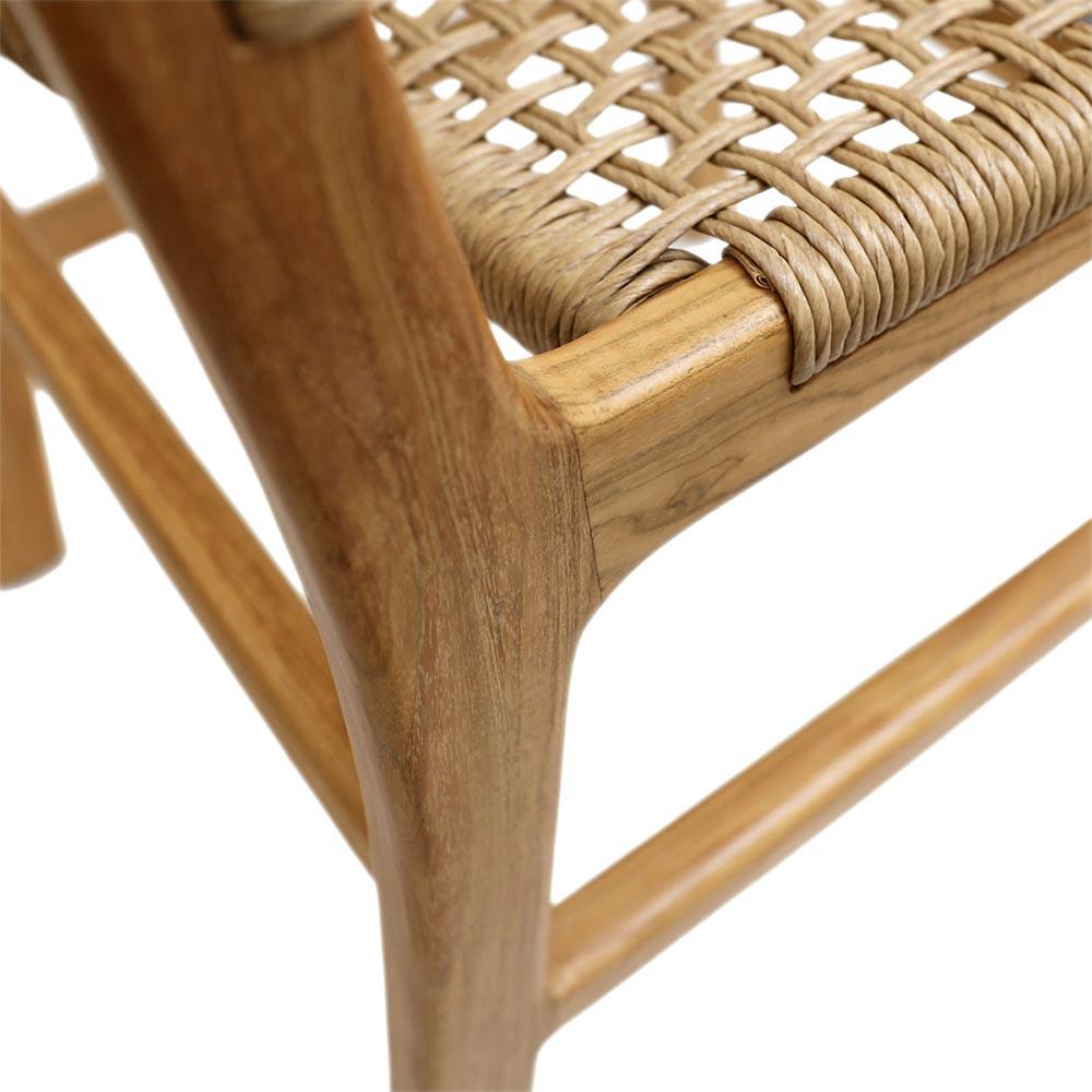 Costa Coastal Beach Natural Teak Woven Wicker Outdoor Dining Side Chair|