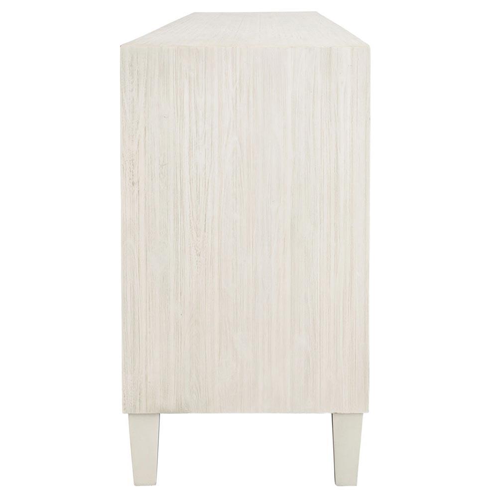 Gabriel Coastal Beach White Acacia Wood Woven Rattan Sideboard - 109"|