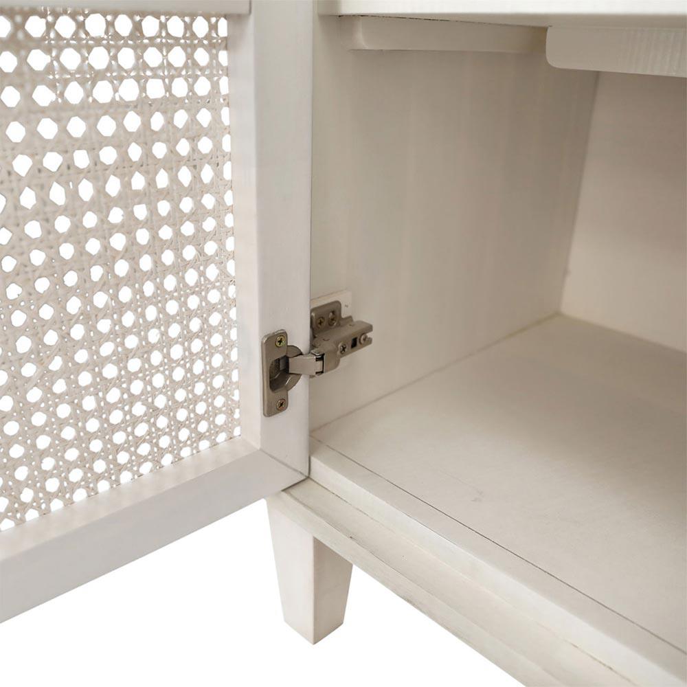 Gabriel Coastal Beach White Acacia Wood Woven Rattan Sideboard - 109"|
