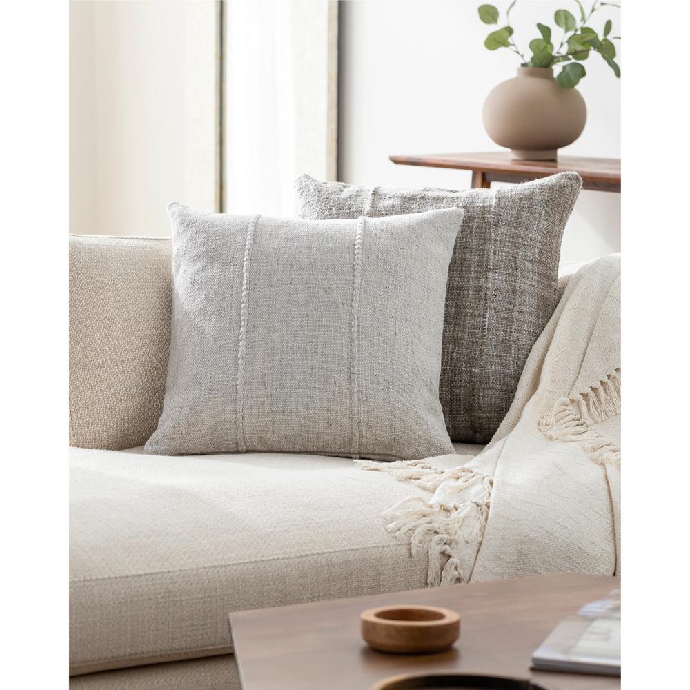 Elijah Coastal Beach Light Grey Indoor Outdoor Decorative Throw Pillow - 20x20|