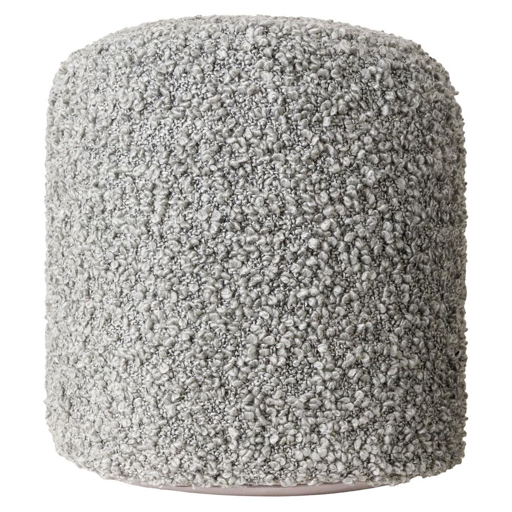 Ezekiel Modern Classic Grey Round Pouf|