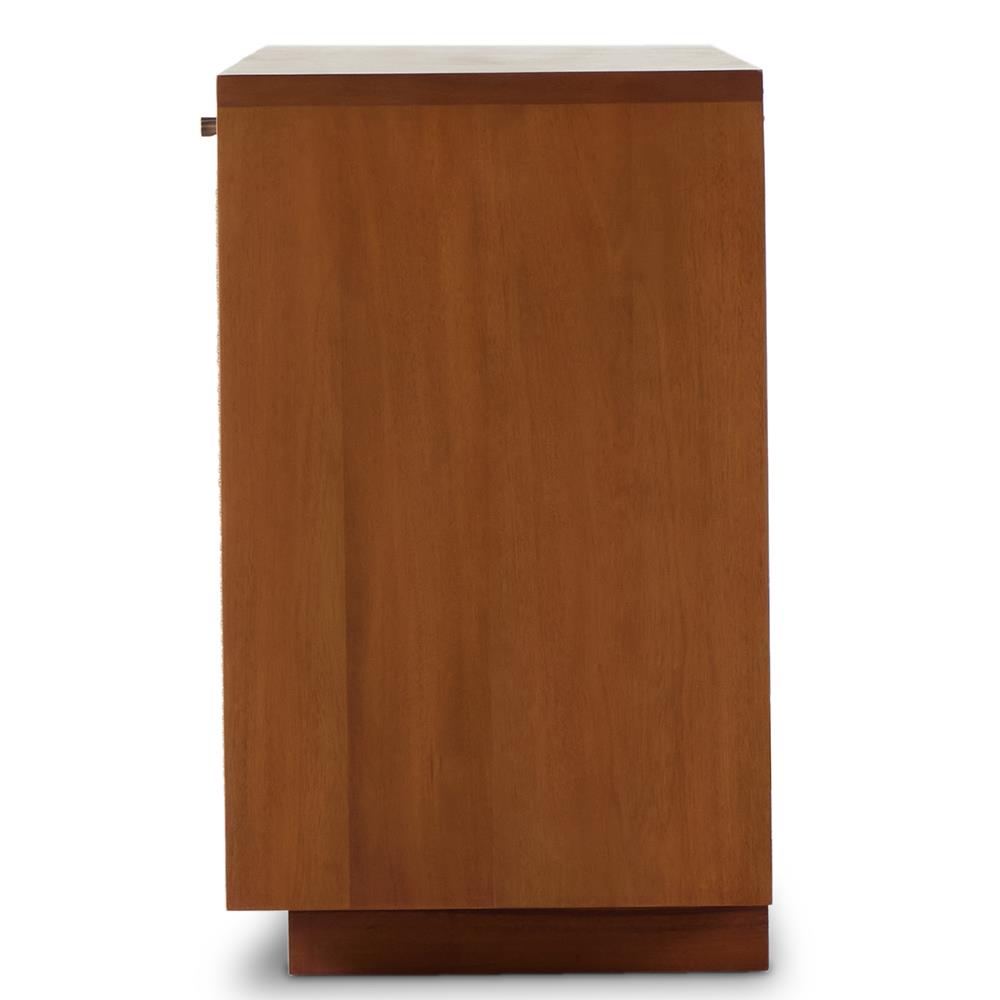 Alkin Mid Century Modern Brown Mahogany Wood Woven Doors Sideboard