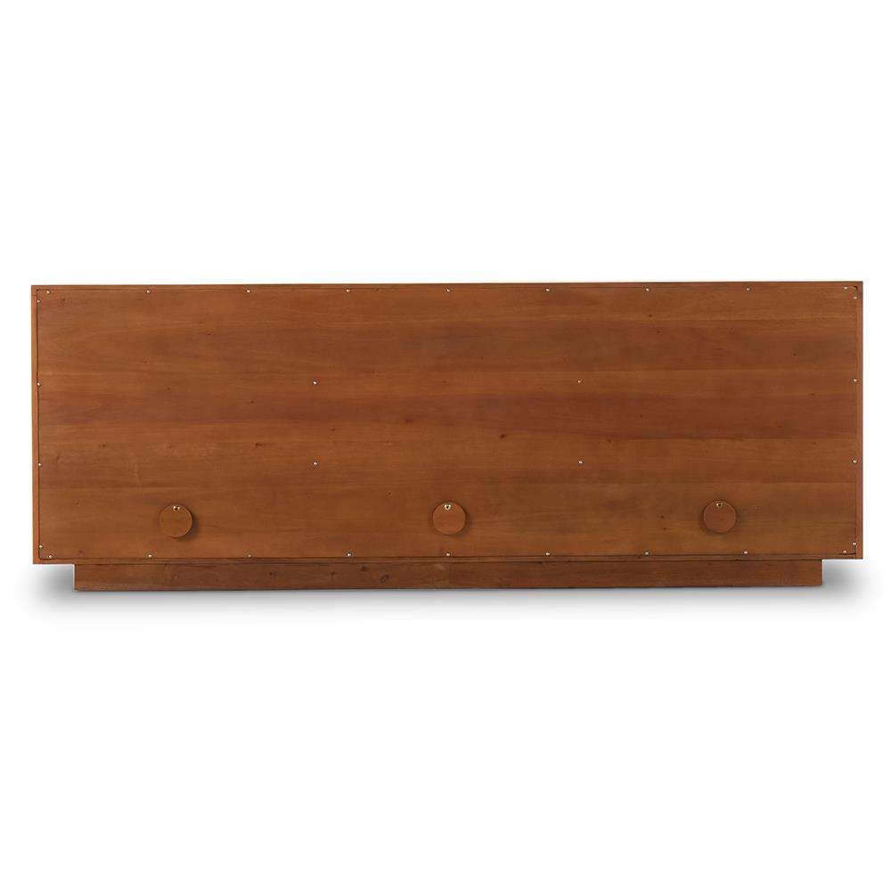 Alkin Mid Century Modern Brown Mahogany Wood Woven Doors Sideboard
