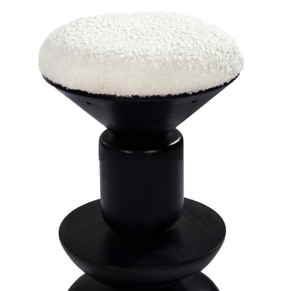 Jericho Global Bazaar White Upholstered Boucle Black Wood Counter Stool|