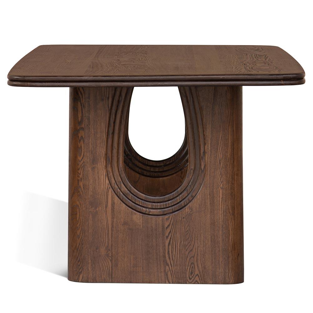 Eric Rustic Lodge Brown Oak Wood Double Pedestal Rectangular Dining Table - 86"W|