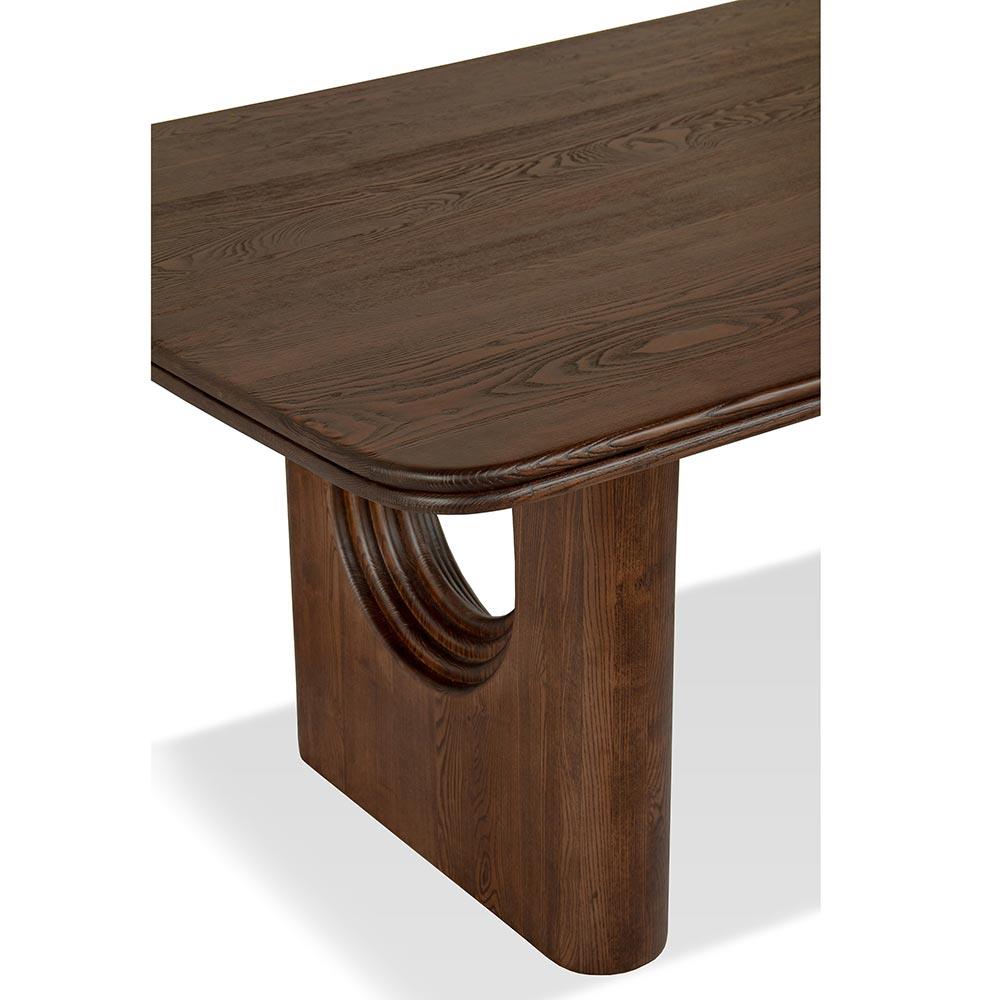 Eric Rustic Lodge Brown Oak Wood Double Pedestal Rectangular Dining Table - 86"W|