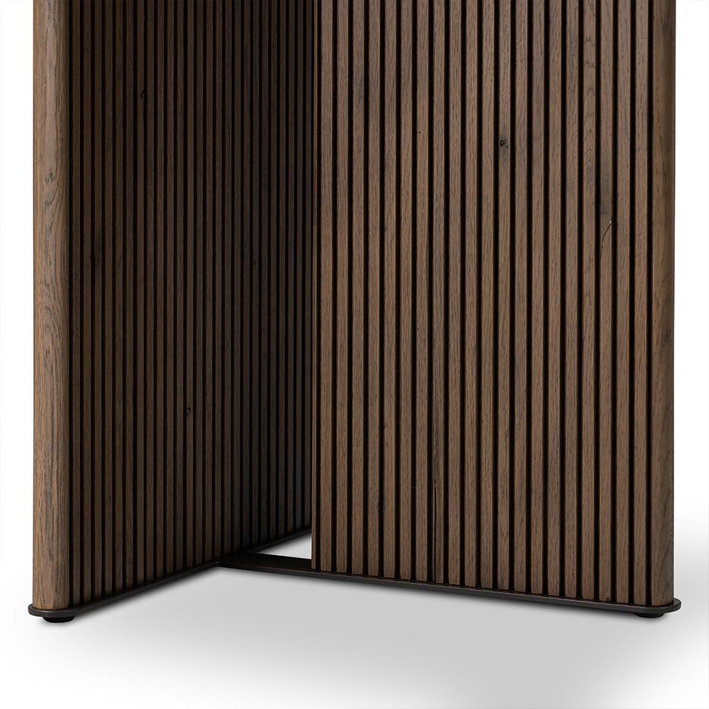 Lana Mid Century Brown Oak Top Black Iron Base Rectangular Dining Table - 94"W|