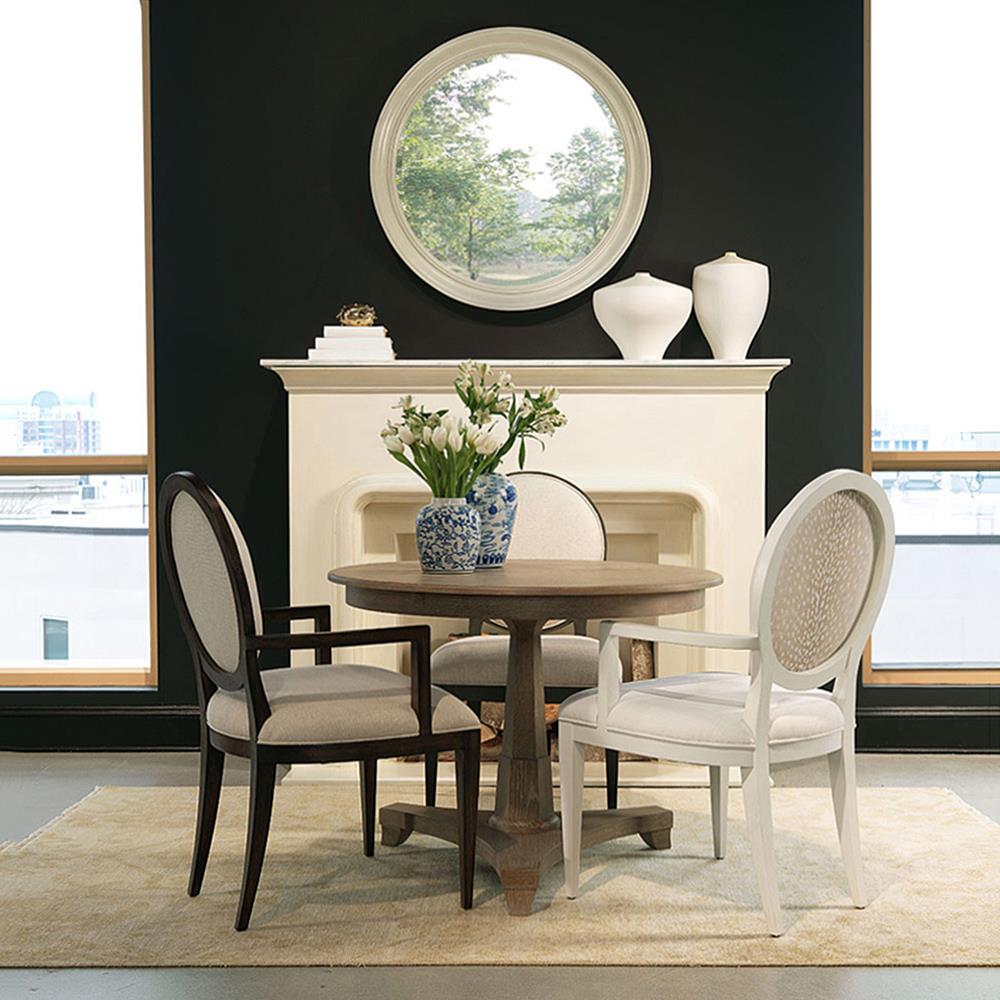 Classic French Country Vintage Brown Oak Round Center Table - 38