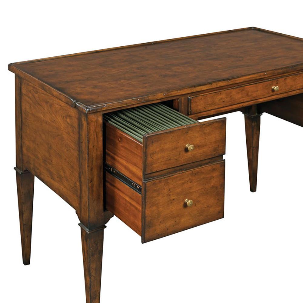 Marseille French Country Bordeaux Brown Wood Writing Desk|
