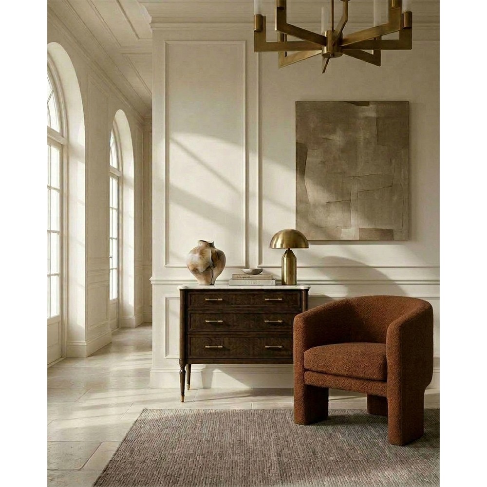 マイメロディ チェスト Melrose French Country White Marble Mink Brown Wood Bachelor Chest